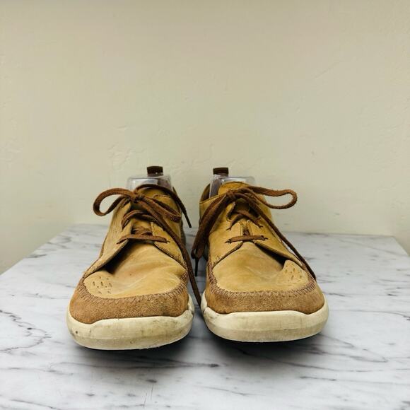 Clark’s Trifi Lace Tan Leather Sneakers Men’s Size 10 - Picture 2 of 10